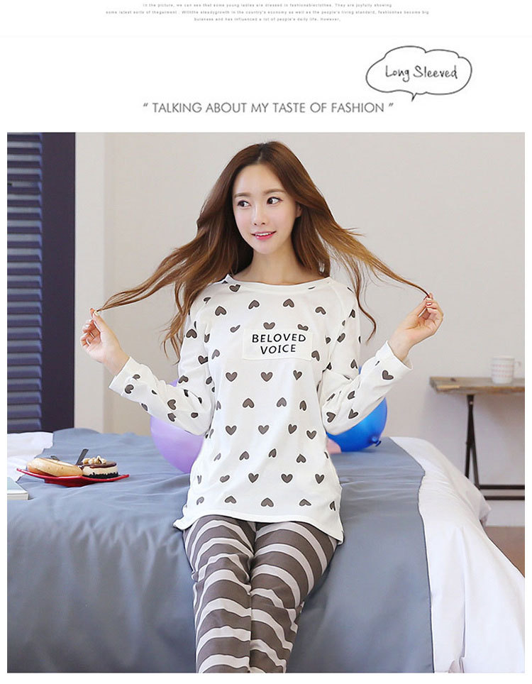 S条纹桃心棕色裤长袖 (6)