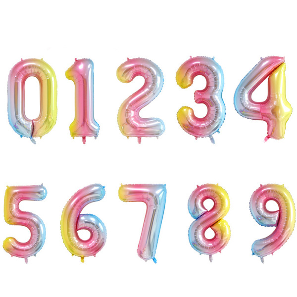 Digital golden red black blue fuchsia balloon