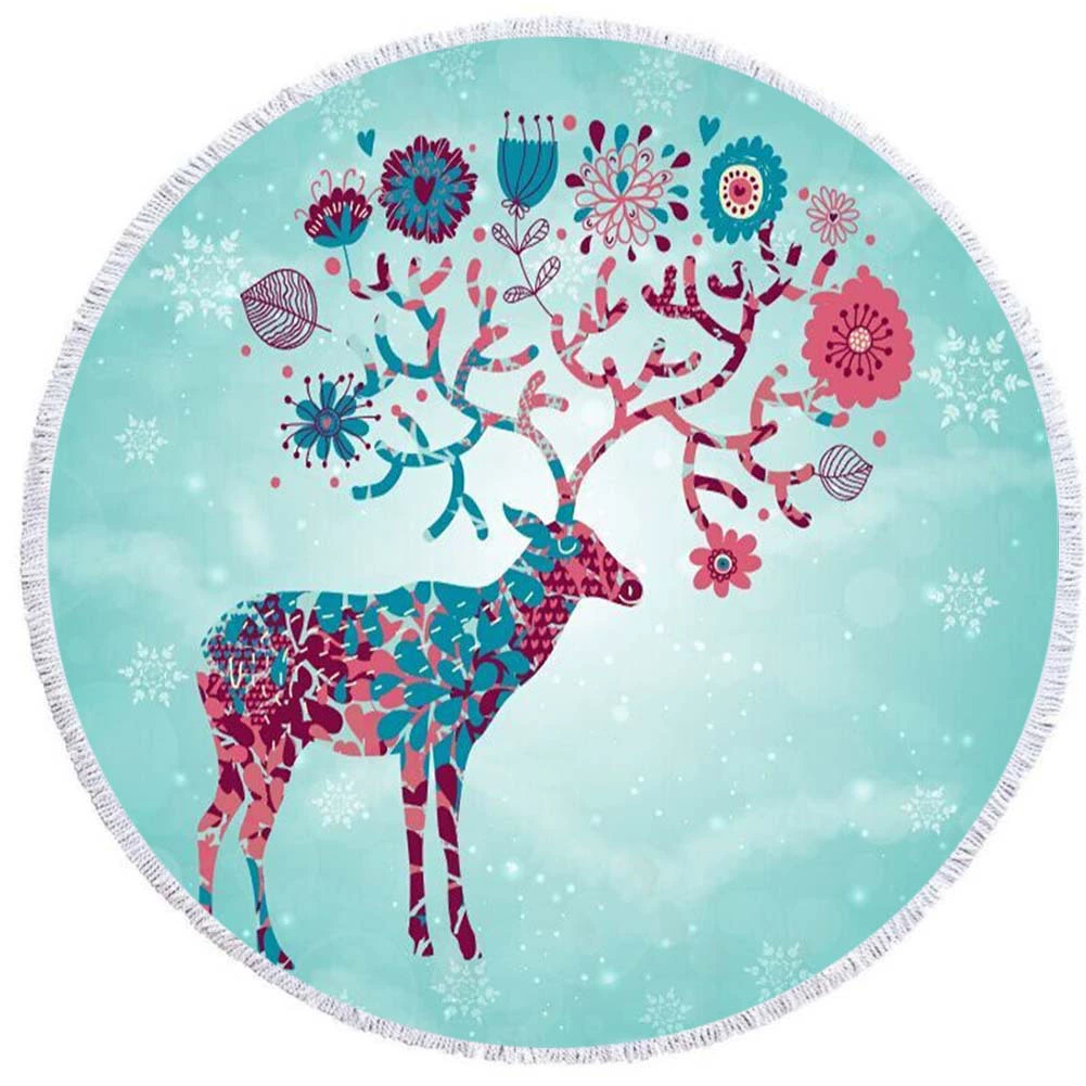 2 день мода волосы Мандала круглый печатных пляжное полотенце из микрофибры пляж Подушка 150 кисточкой края