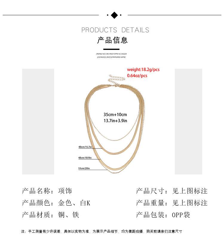 Fashion Thick Cross Chain Punk Geometric Snake Bone Chain Multilayer Necklace display picture 13