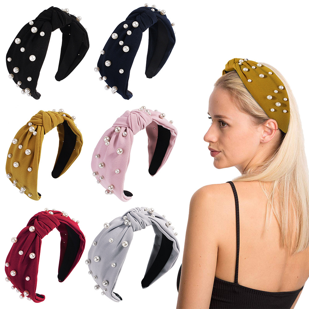 New Fashion Pearl Cloth Knotted Headband Wholesale display picture 13