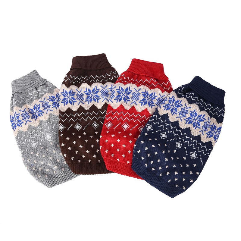 Dog sweater Christmas snowflake turtleneck knitted Foreign Trade dog clothes casual pet sweater fashion warm Dog sweater Christmas snowflake turtleneck knitted Foreign Trade dog clothes casual pet sweater fashion warm