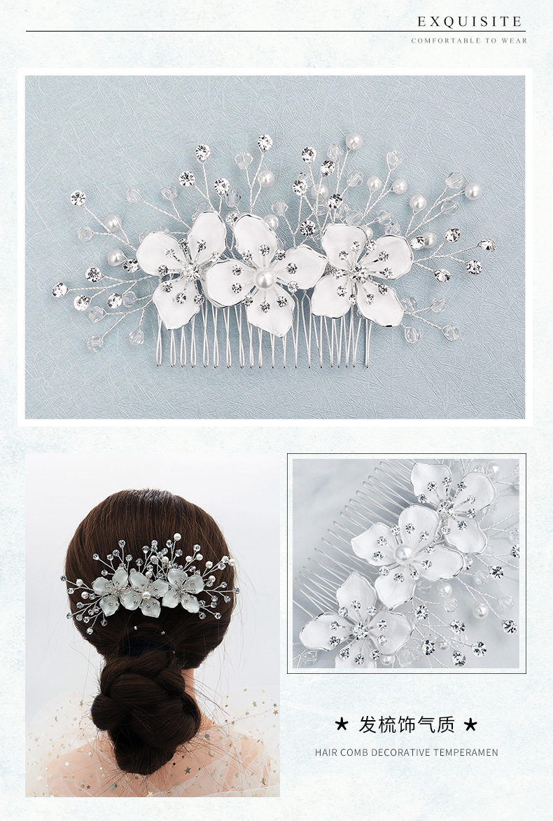 Fashion Headdress Wholesale Alloy Insert Comb Handmade Pearl Rhinestone Plate Hair Comb Wedding Hair Accessories display picture 5