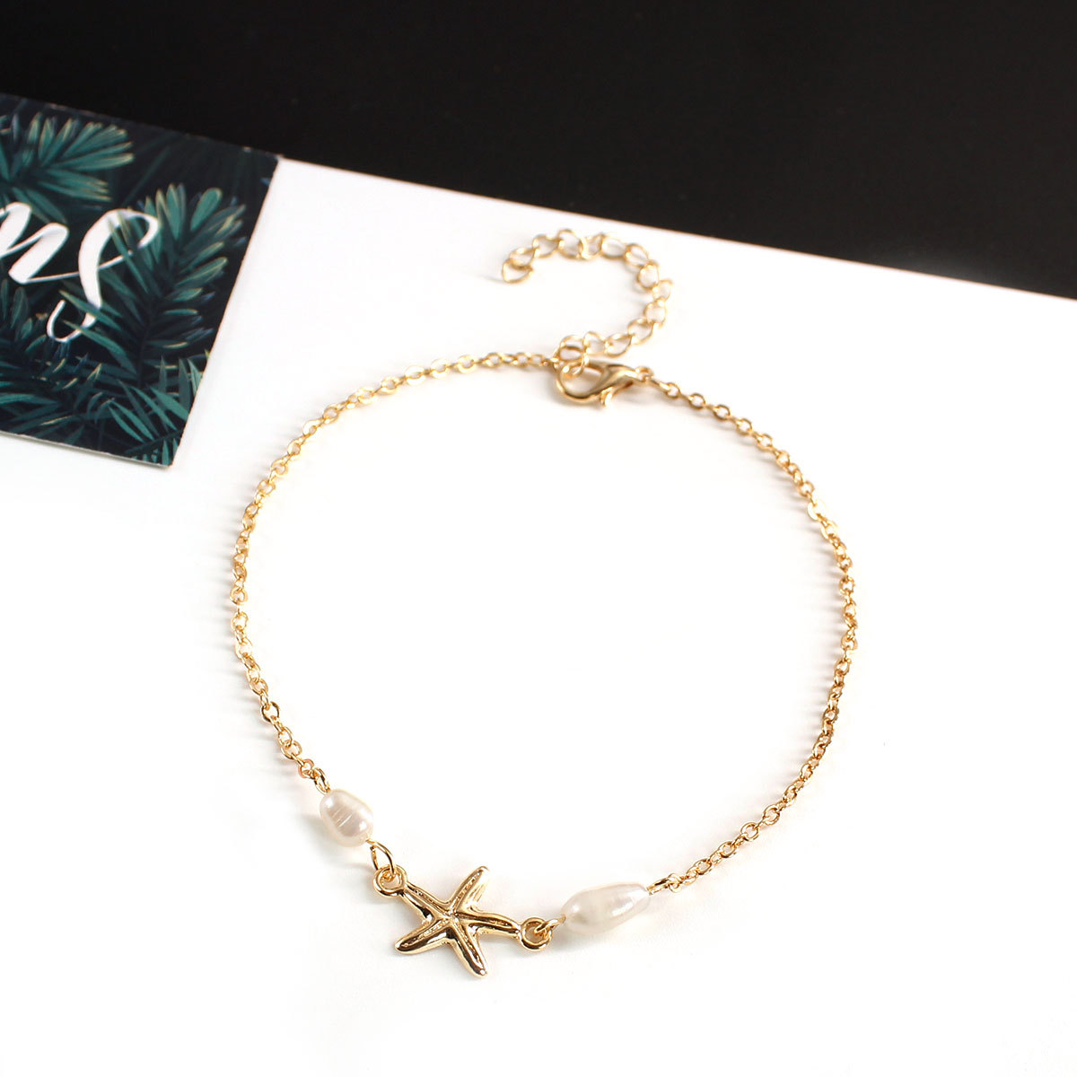 Fashion Star Alloy Plating Artificial Pearls Anklet