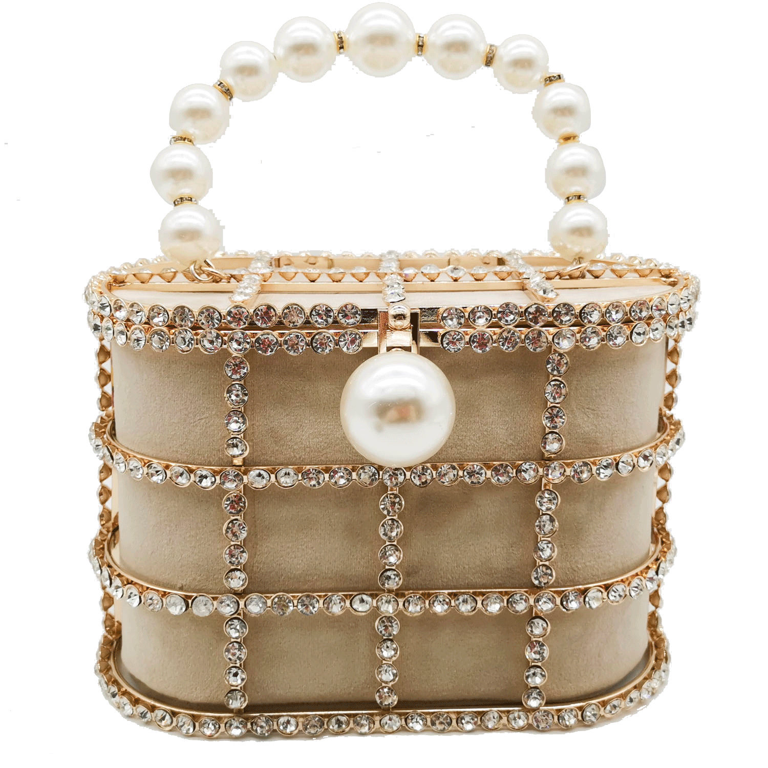 Fgg Totes Sac Européen Et Américain Sac En Métal De Femmes Seau Sac Perle Diamant Fourre-tout Pull-ceinture De Porcs De La Chaîne Cage Sac display picture 14