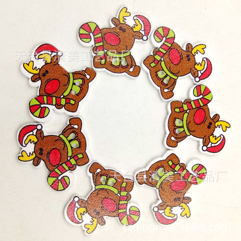 13 fondo blanco pintado Navidad botones de madera lindo decorativo de madera de dibujos animados de Navidad