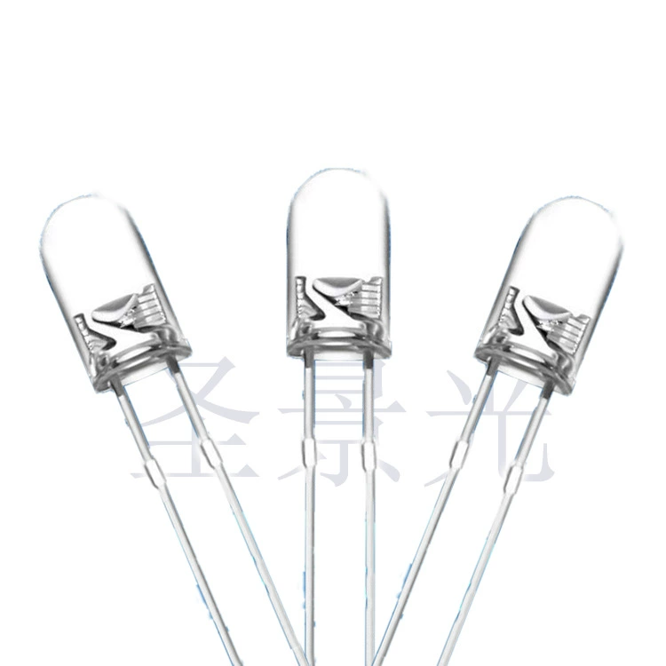 F3 borderless transparent purple round head short-legged LED straight-in lamp 3mm white-haired purple borderless LED light-emitting diode