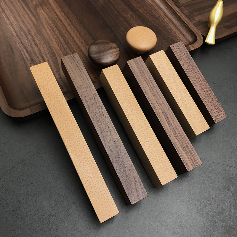 Nórdico de madera maciza manija del armario de la puerta del armario pequeño mango moderno minimalista de madera de registro puerta del cajón puerta de madera manija de madera