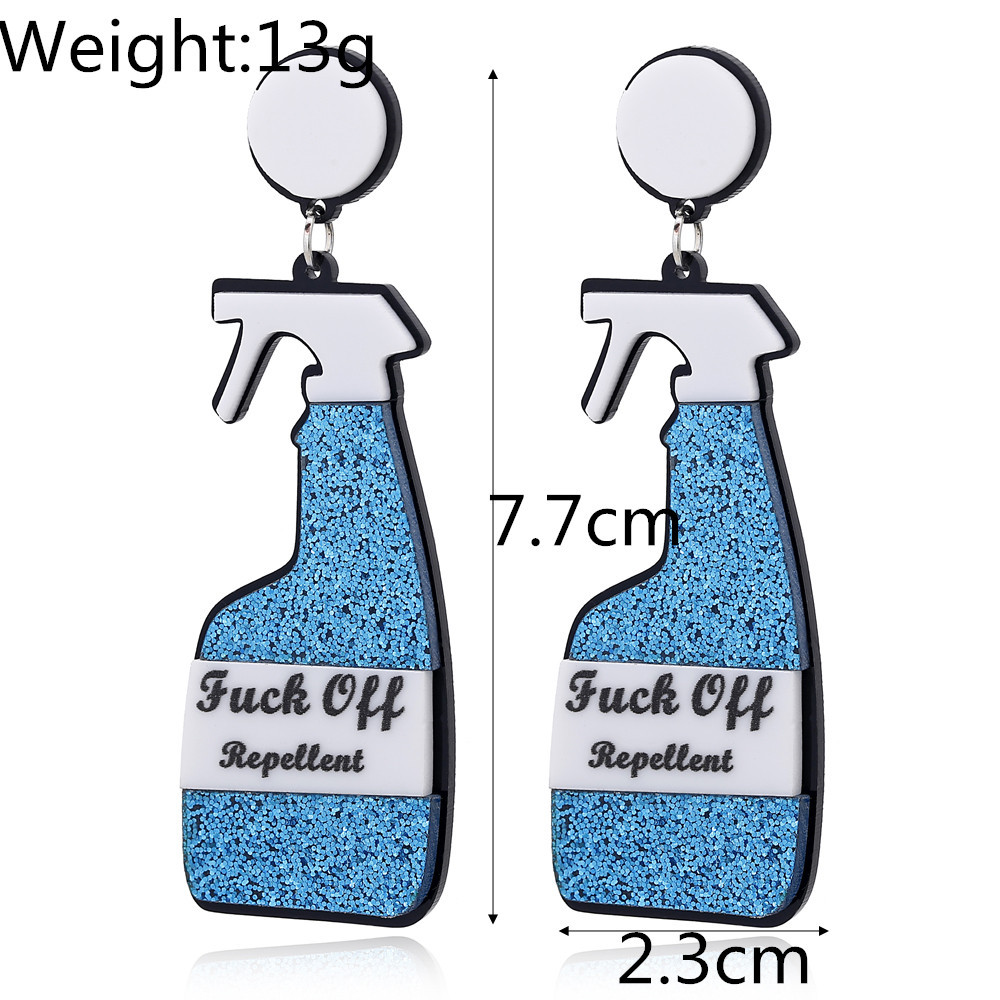 Creative New Exaggerated Bottle Earrings Hot Sale Funny Repellent Watering Can Insecticide Spray Bottle Earrings display picture 1