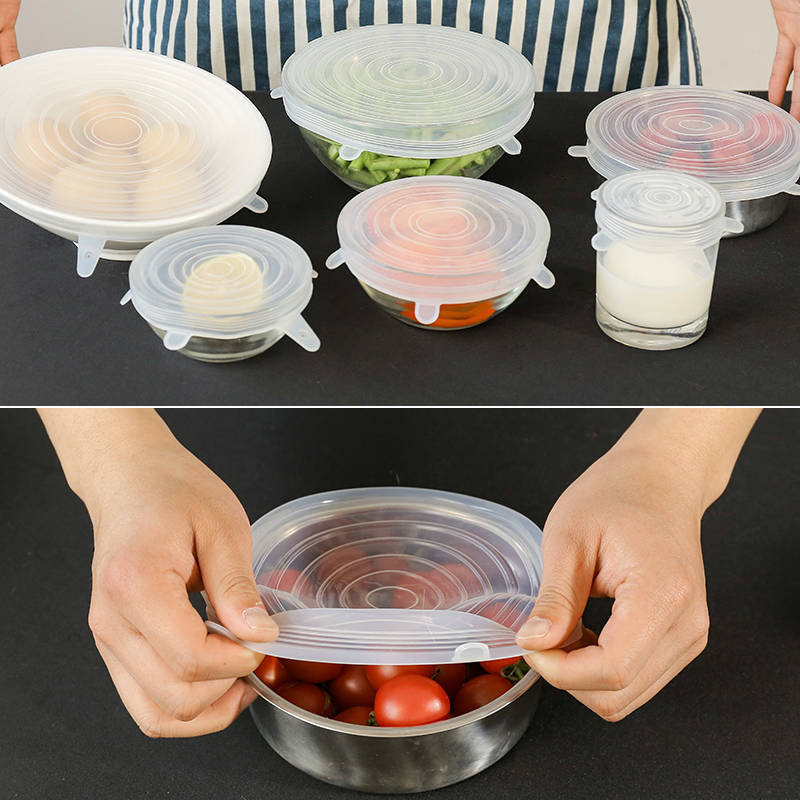 食品级硅胶盖六件套保鲜盖拉伸万能碗盖 冰箱微波炉密封保鲜膜