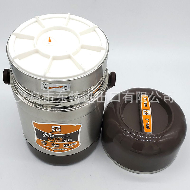 Factory direct sales of stainless steel thermos pot 304 multi-layer sealed lifting pot vacuum anti-overflow lunch box lunch box detail image 9