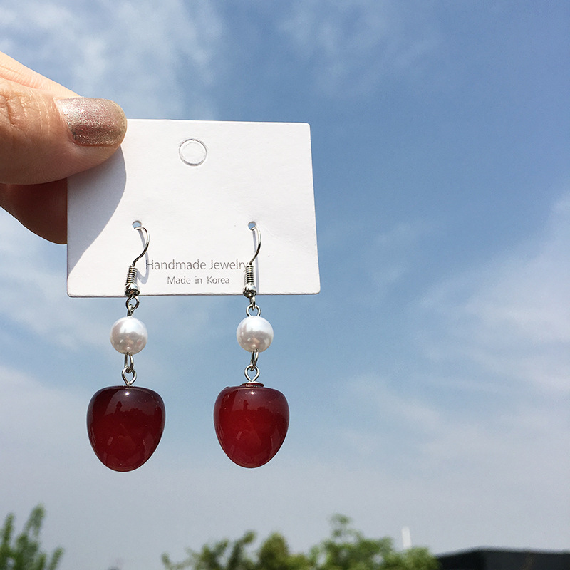 Women'S Gender Plating Design 1 Pair Fashion Cherry Alloy Resin Plating Women's Earrings