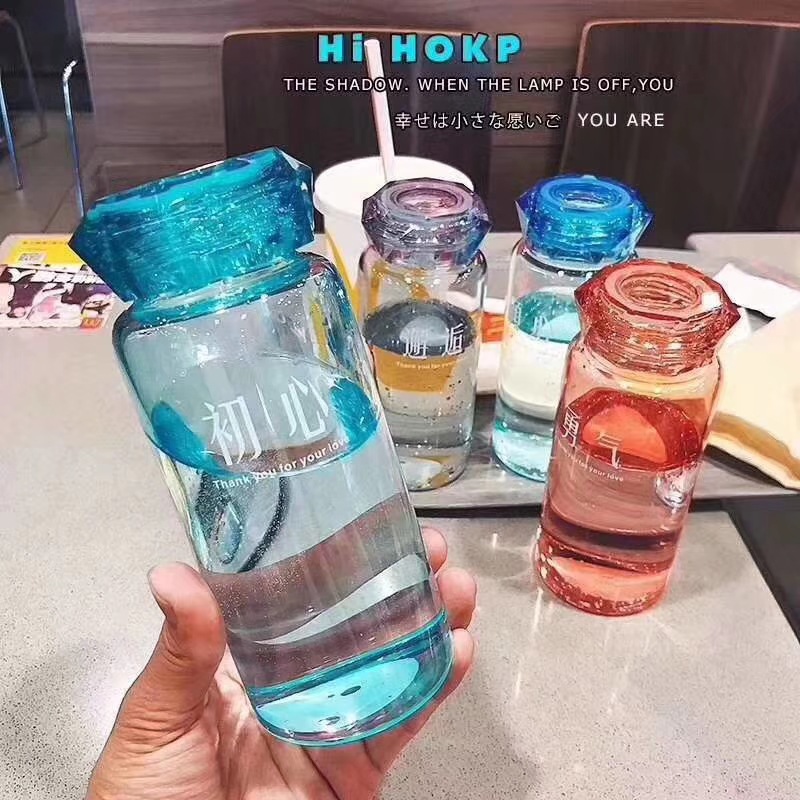 创意礼品水杯 网红水杯 清新透明钻石玻璃杯 礼品杯赠品定制logo