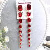 Crystal earings, extra-long earrings, fashionable chain, accessory, European style, wholesale