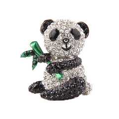 Chinese-style niche design sense panda brooch for women, cartoon animal water drill pin, temperament, anti-light exposure chest flower accessory