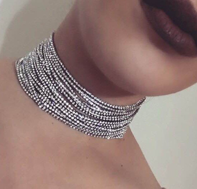 European and American Fashion Jewelry European Style Personality Elements Trendy Women Necklace Retro Simple Diamond Multi-layer Necklace