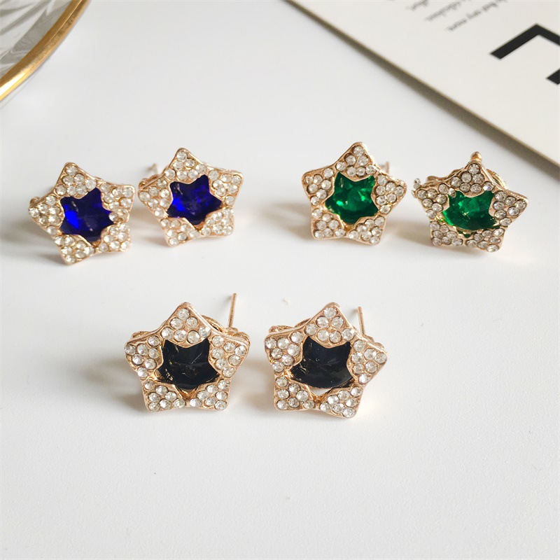 Cubic Zirconia Pendant Star Stud Earrings display picture 2