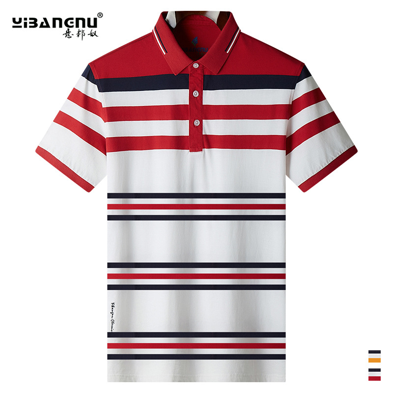Buongiorno. special counter summer Men's Short sleeved Thin section Horizontal stripe Lapel POLO Middle-aged and young Casual menswear