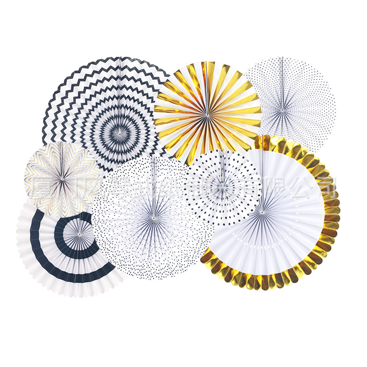纸扇套装-八支装-金-黑-750