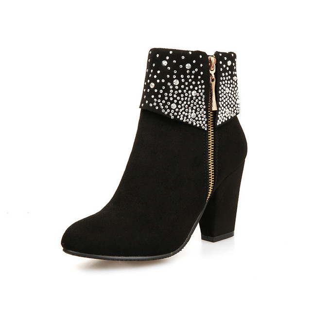 Wholesale new autumn and winter foreign trade fashion high heel rivet low barrel Martin boots female