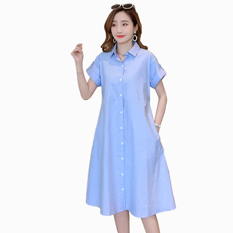 Real price Pregnant women summer 2022 new fashion shirt dress loose maternity dress (breastfeeding available)