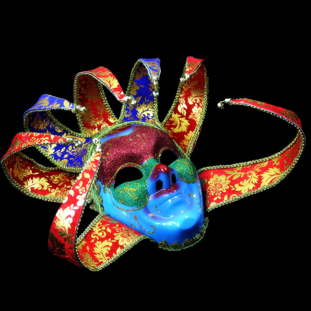 10000 Halloween Masquerade de alta gama de Venecia antiguo pintado a mano payaso de 7 esquinas con Bell yin y yang máscara facial