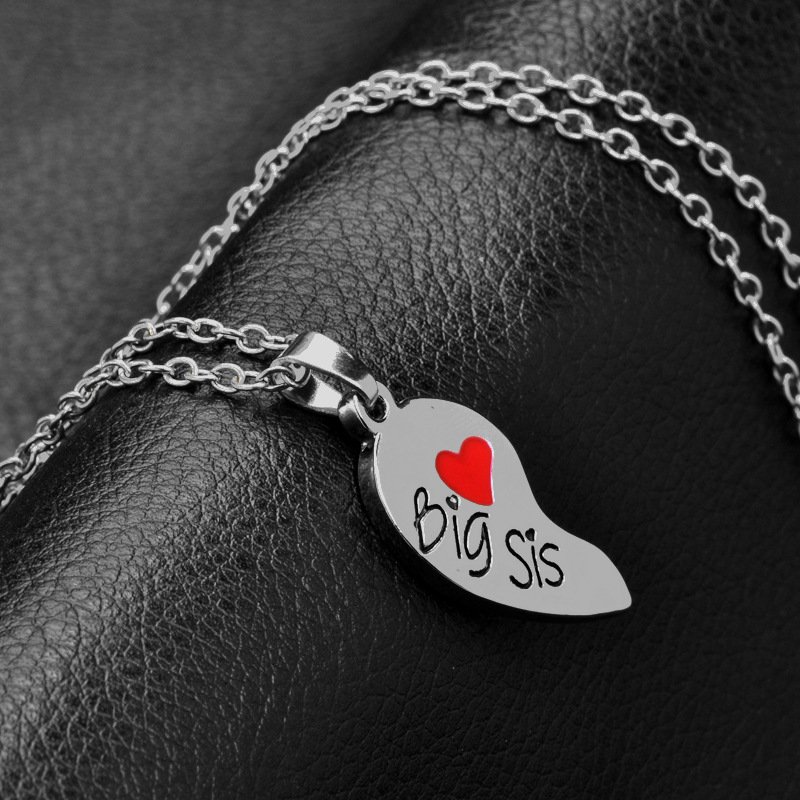 Hot-selling Fashion Good Sisters English Letter Two Petal Love Stitching Necklace Wholesale display picture 8