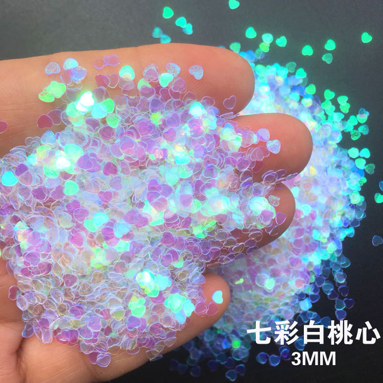 3mm iridescent heart crystal clay foam gel glitter nail art rainbow glitter phone case glitter epoxy resin material