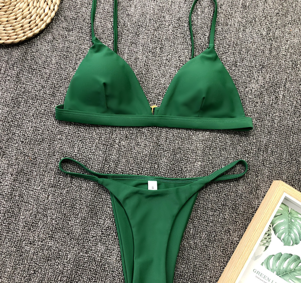 Solid Color Split Swimsuit Bikini NSDA72667