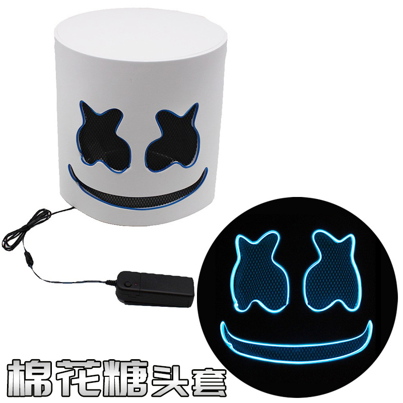 Marshmallow DJ Music Dance Luminous Headgear Marshmello Halloween EL…