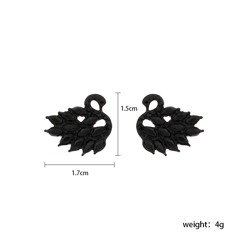 Korean Black Swan Full Diamond Earrings display picture 1