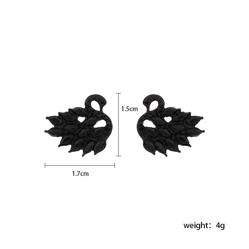 Pendientes De Diamante Completo De Cisne Negro Coreano display picture 1