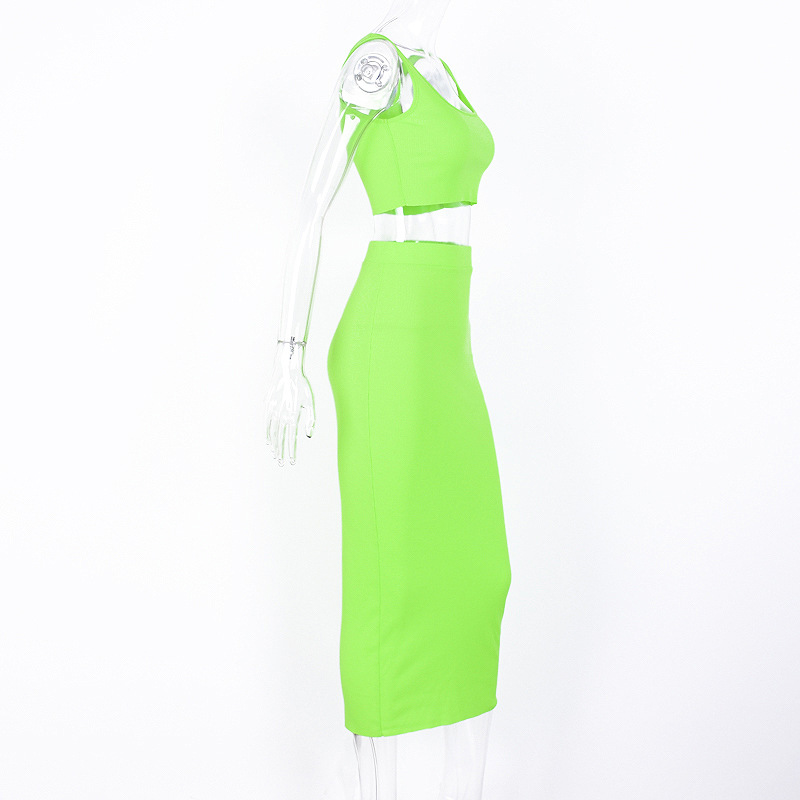 Fashion Short Vest High Waist Midi Skirt Simple Suit Women display picture 5