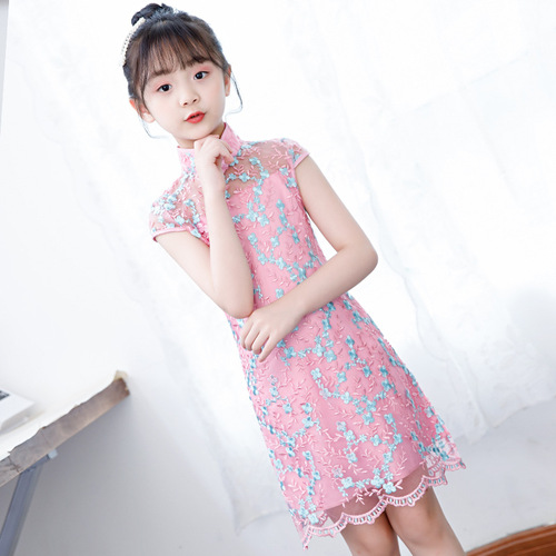 Qipao for kids Girls National cheongsam girls floral cheongsam short sleeve cheongsam children Chinese Dress dress cheongsam