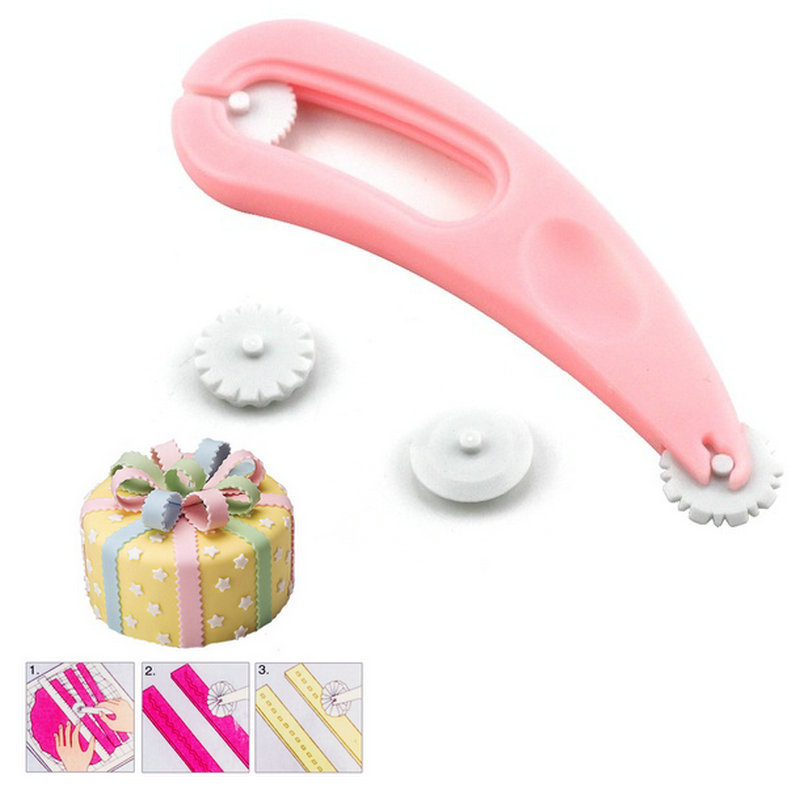 DIY Baking Tools New Curved Cutting Edge Pattern Roller Fondant Leather Cutting Embossing Tool Card Installation