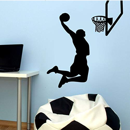 Basketball player dunk action basketball frame pattern carved boy bedroom decorative wall sticker