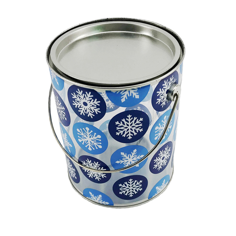 批发零售中号上下盖金属马口铁中间PVC-PETG铁桶可来图定制！