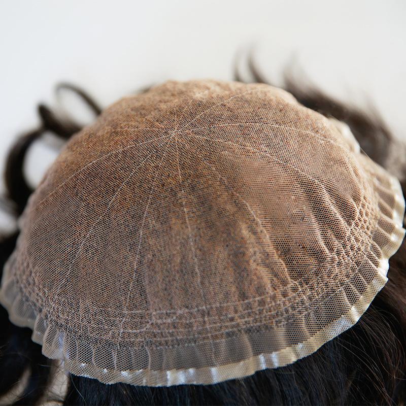 真發假發男士織發補發短發男士發塊禿頂補發批發青島假發手織真發