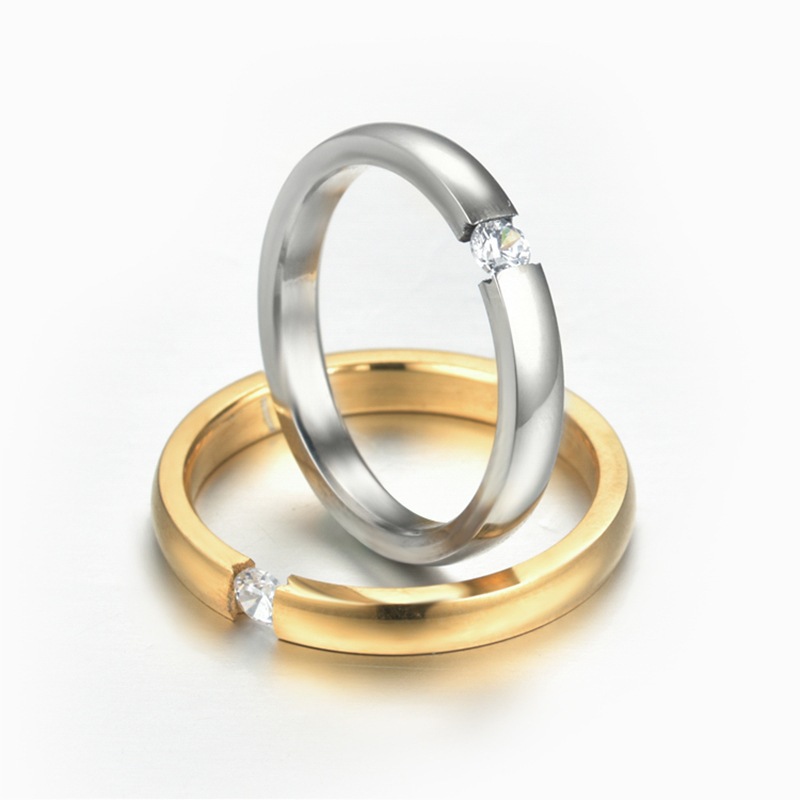 Wholesale Titanium Steel Couple Single Zircon Rings Nihaojewelry display picture 7