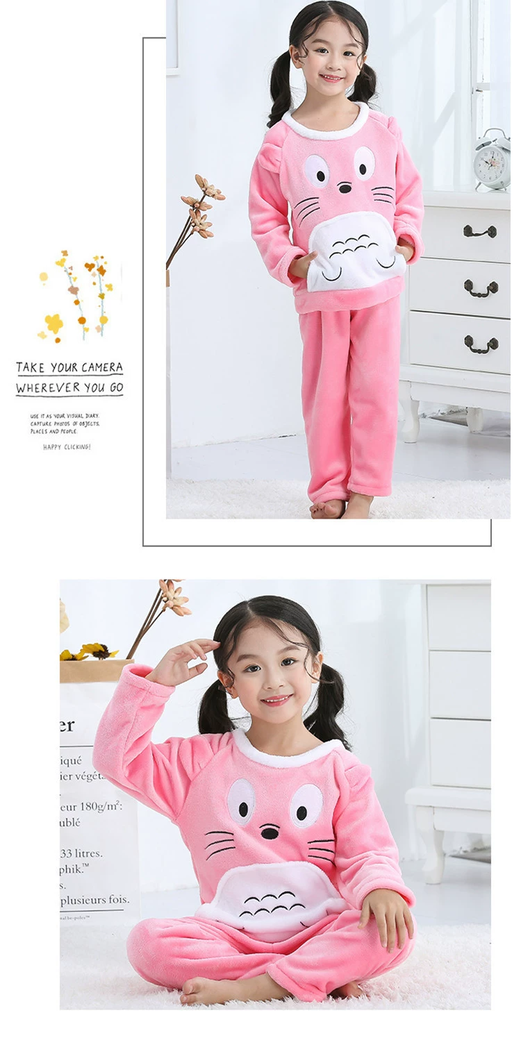 kids Christmas Coral velvet pyjamas set Pajamas for girls winter warm Flannel long sleeved sleepwear suit boys new year homewear cotton baby nightgown