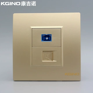 康吉诺香槟金86型电话光纤面板香槟色RJ11语音电话SC光钎宽带插座