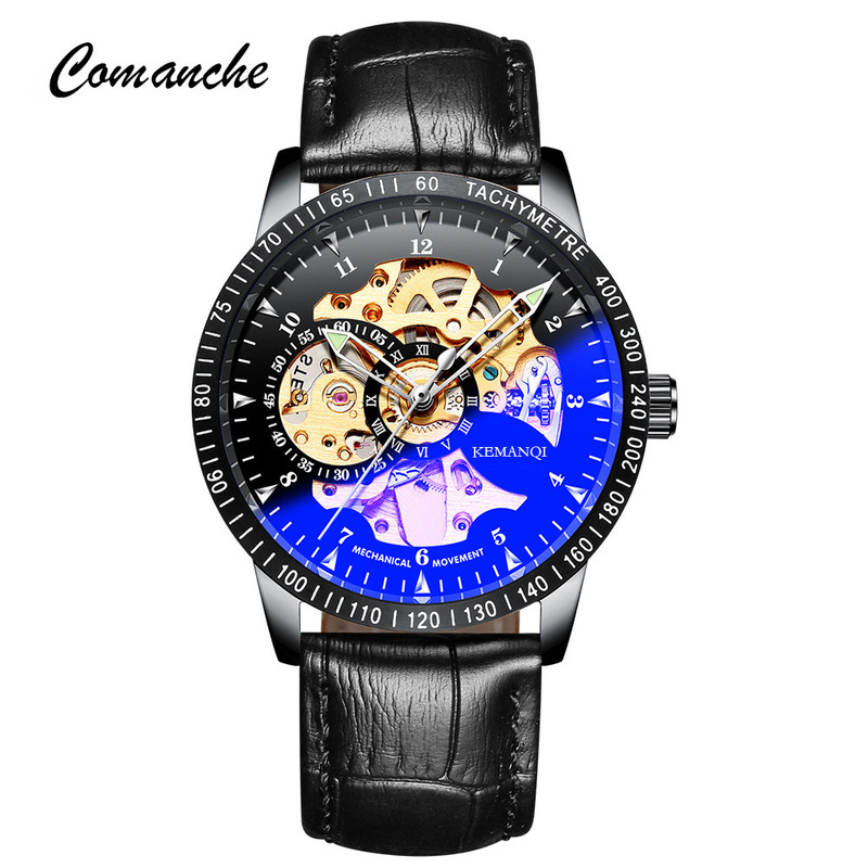 Comanche automatic hollow mechanical watch through the bottom personality student Men's Watch steel belt foreign trade wholesale explosions Comanche automatic hollow mechanical watch through the bottom personality student Men's Watch steel belt foreign trade wholesale explosions