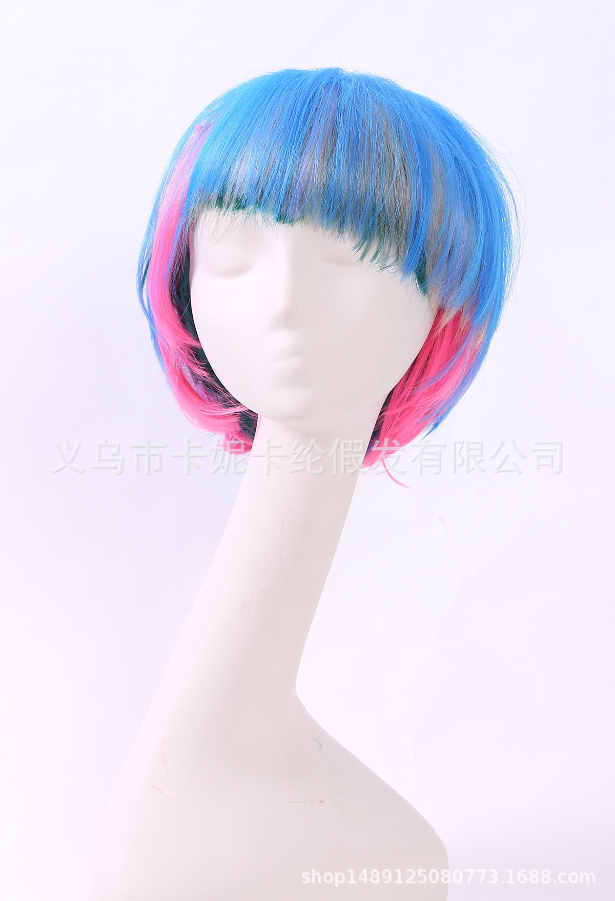 Bob estudiantes de cabello corto europeo y americano nuevo estilo azul cielo