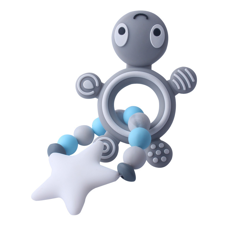 Nueva tortuga silicona mordedor bebé silicona Big Star molar juguete AliExpress Amazon mordedura pegamento