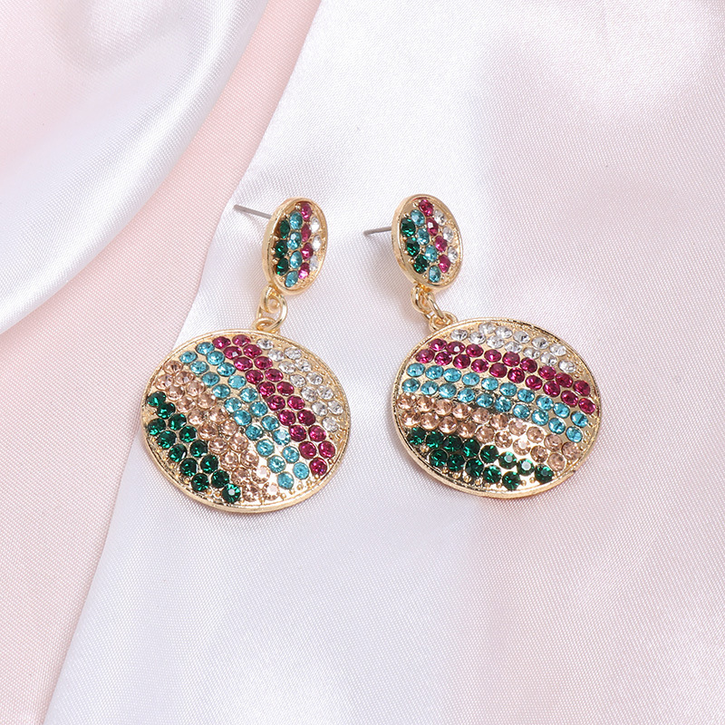 European And American Creative Simple Round Color Diamond Earrings display picture 1