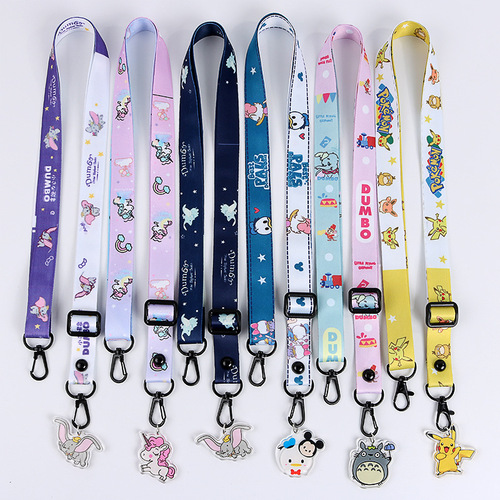 Cartoon adjustable diagonal lanyard diy bag pendant mobile phone case strap versatile fashion heat transfer pendant rope