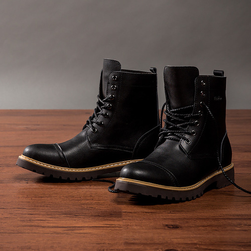Cross-border new autumn/winter men's shoes: high-top, stylish leather Martin boots, men's leather footwear, outdoor casual wear, British-style shoes
