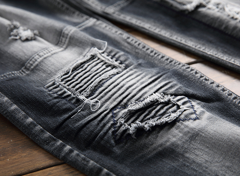 Men's Slim Fit Distressed Motorcycle Jeans