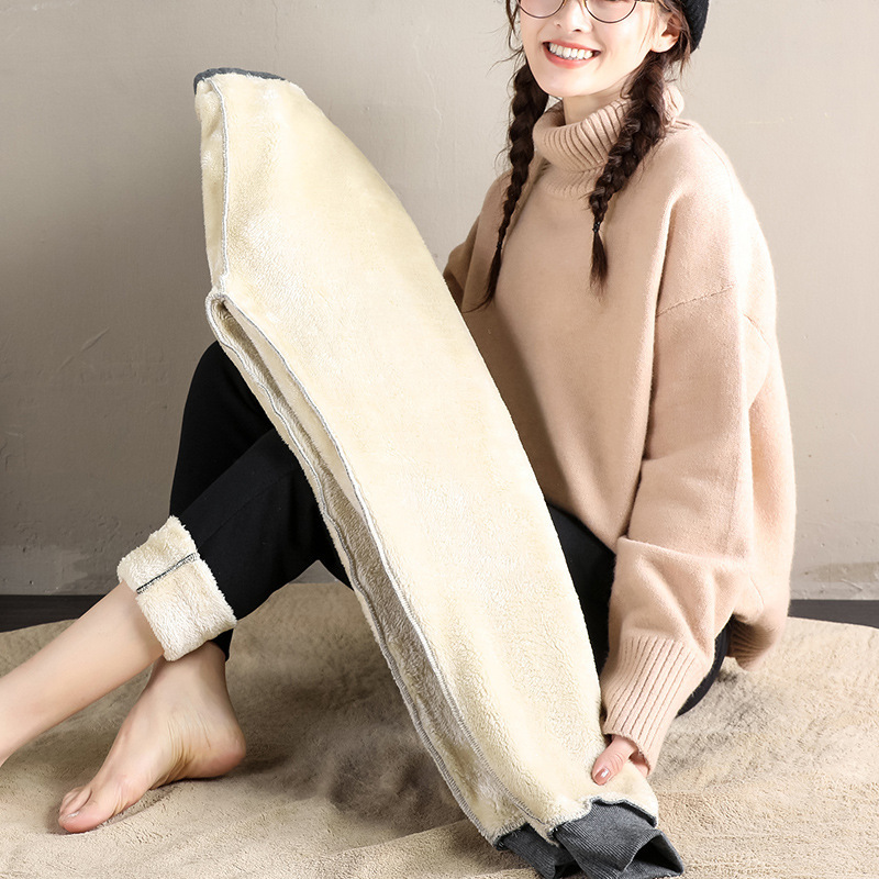 Warm Winter Thickened Fleece-lined Pregnant Women's Pants for Outer Wear Casual Sports Pants Loose Large Size Lamb Fleece Base Long Pants