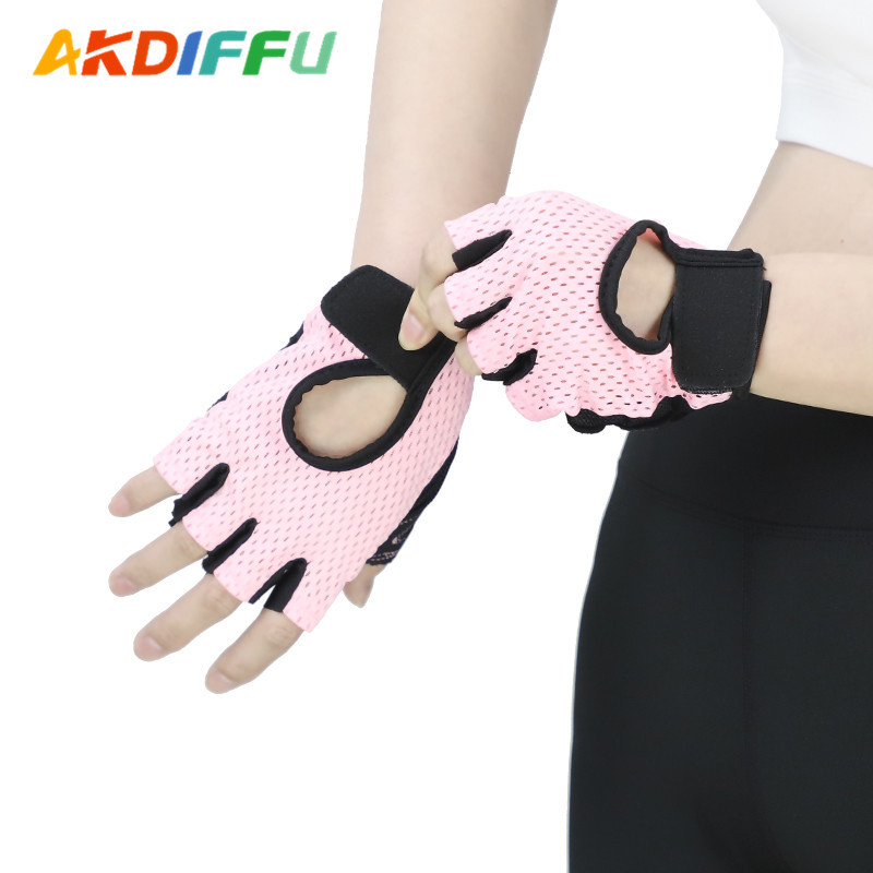 Deportes medio dedo pulsera hombres GUANTES DE Fitness mujeres delgadas mancuernas yoga entrenamiento dinámico bicicleta barra horizontal antideslizante transpirable
